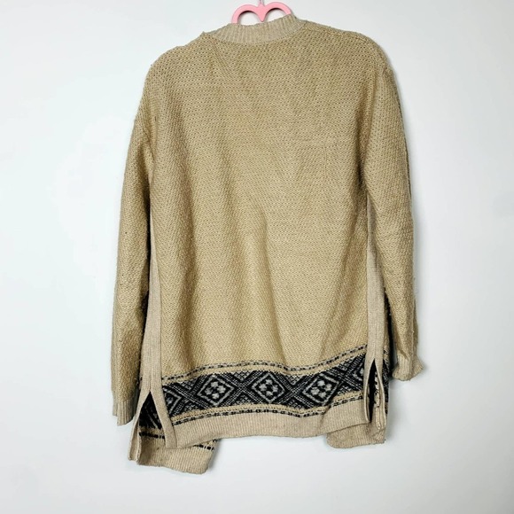 Gap Mixed Pattern Oatmeal Heather Wool Blend Open Front Cardigan Cream Size XS - Picture 3 of 6
